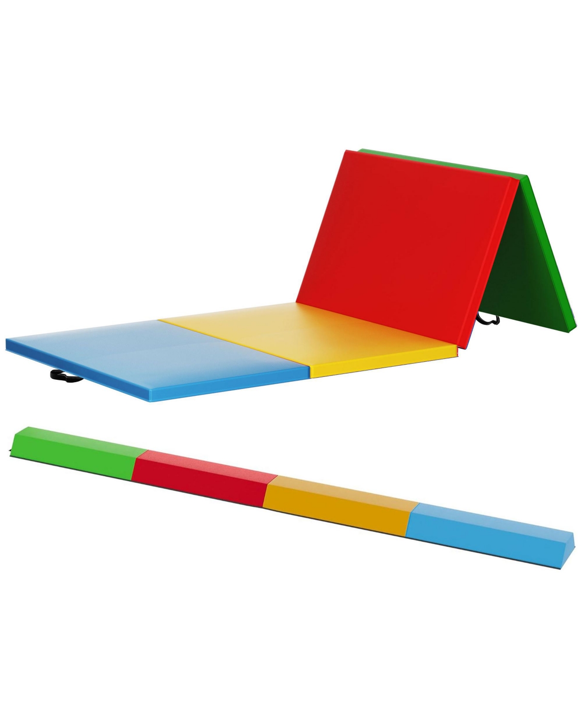 All Purpose Mat with 8 Ft Balance Beam Gymnastic Set, Multi