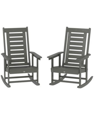 2 Outdoor Rocking Chairs, HDPE High Back Patio Rockers
