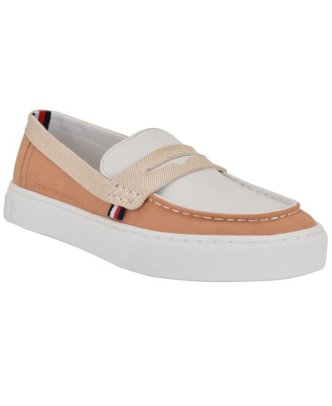 Женские туфли Tommy Hilfiger Walees Sporty Slip-On Penny, цвет: Коньячный / Белый