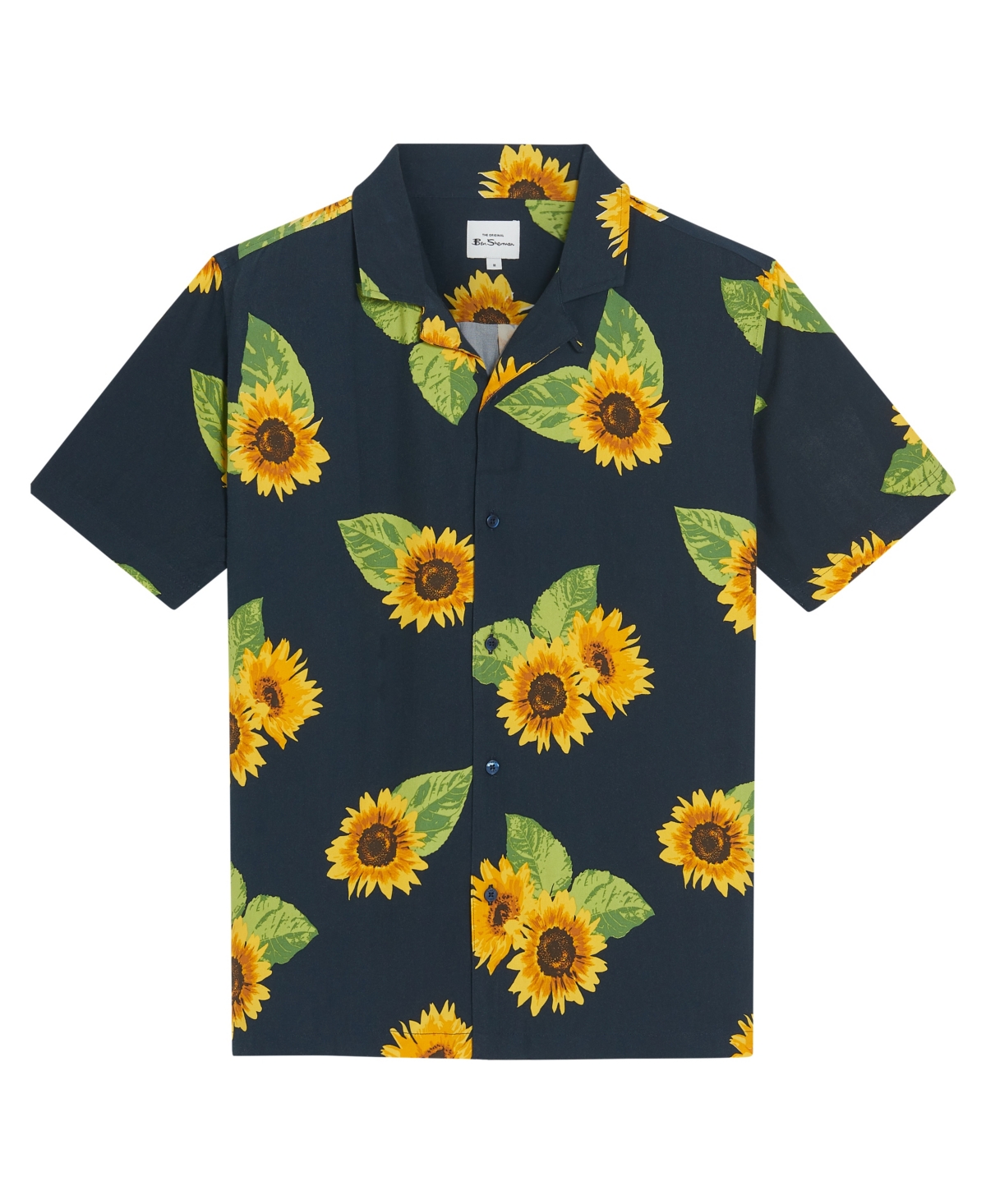 Men's Sunflower Print Short Sleeve Shirt - Midnight