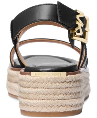MICHAEL Lynn Leather Buckled Espadrille Sandals