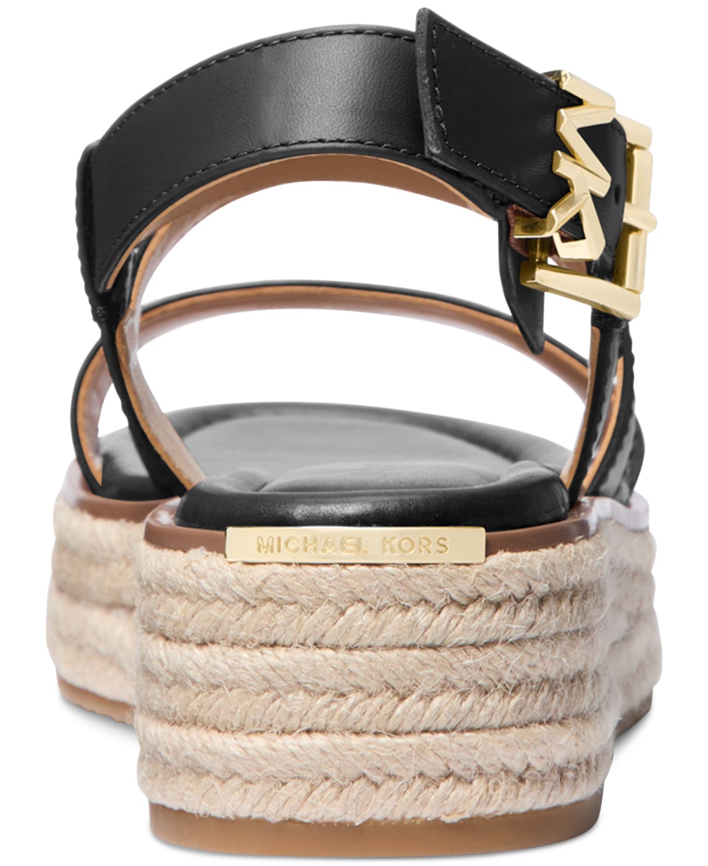 Женские сандалии Michael Kors Lynn Buckle Espadrille, цвет: Чёрный кожаный — фото 3