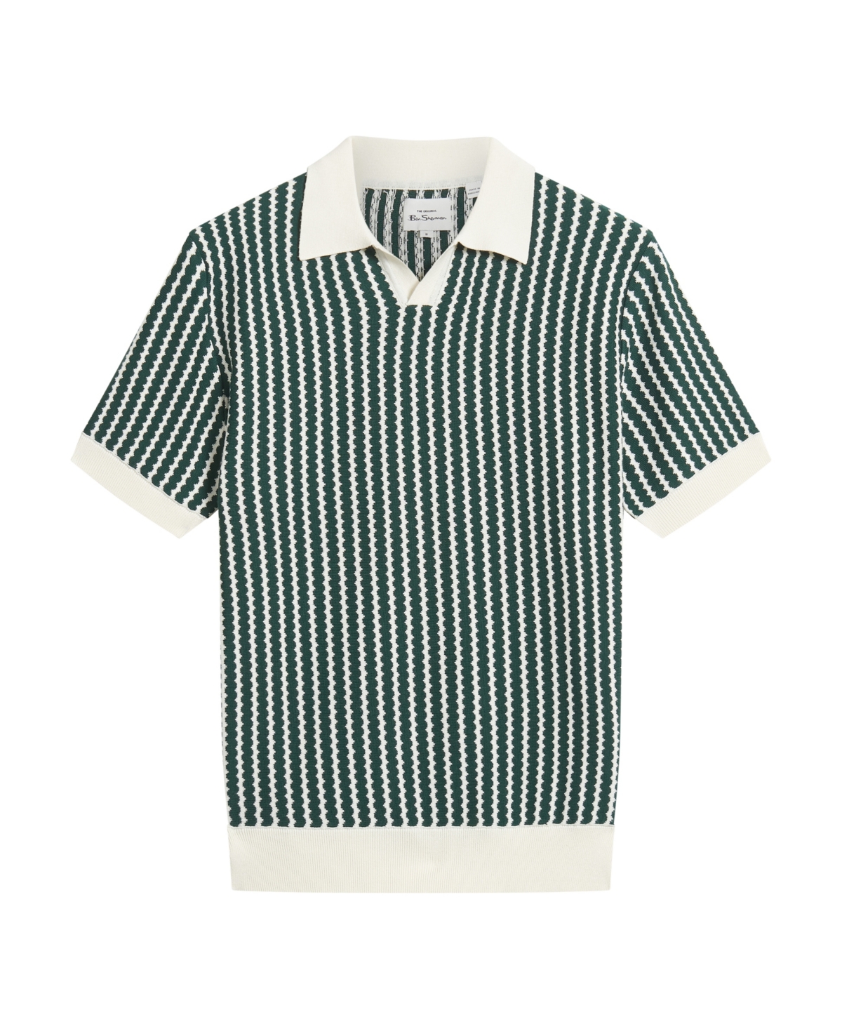 Ben Sherman Vertical Wave Johnny Collar Polo In Animal Print