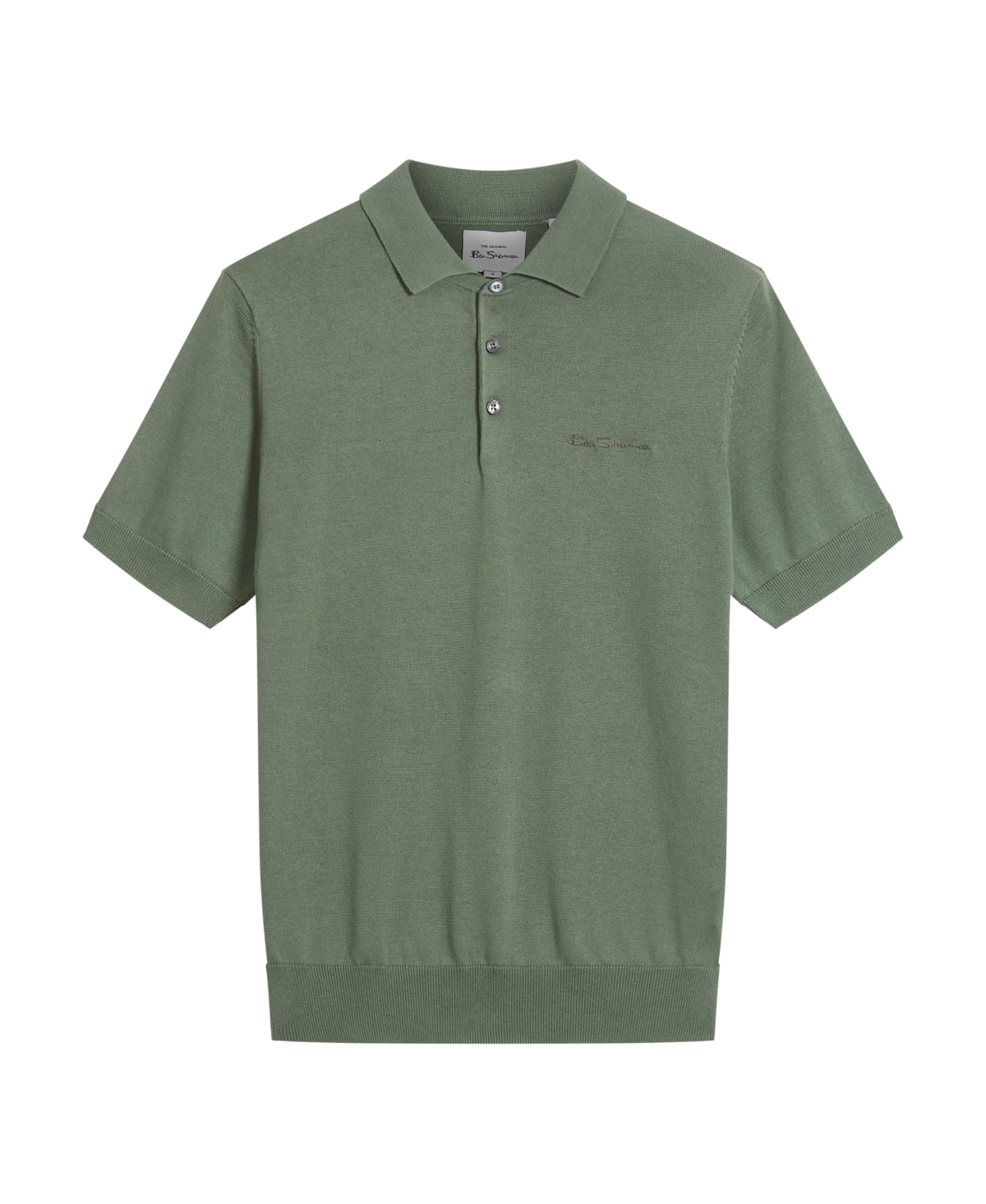 Ben Sherman Signature Organic Cotton Polo Sweater In Olive