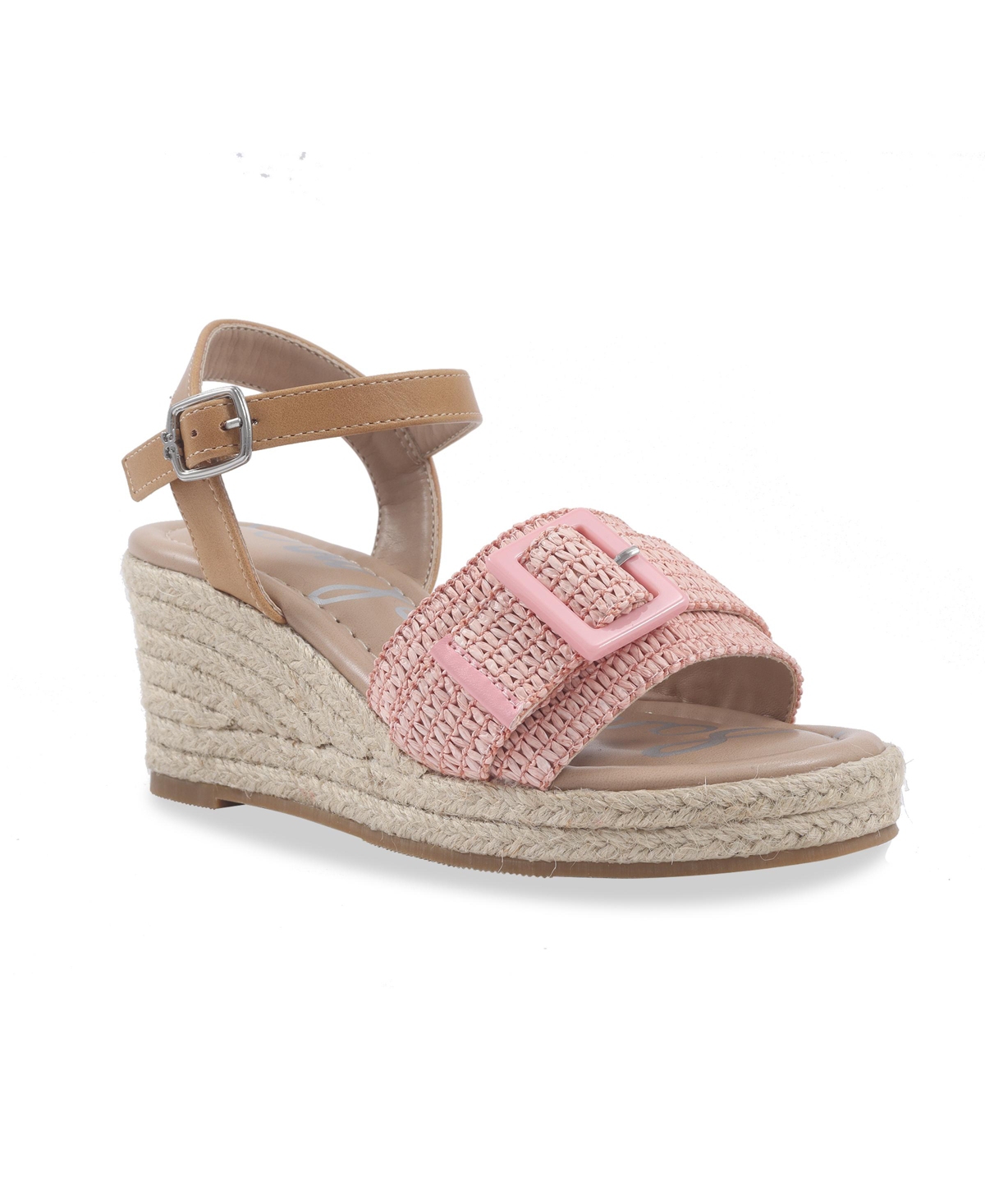 Sam Edelman Little And Big Girls Lucia Buckle Espadrille Wedge Shoe In Pink