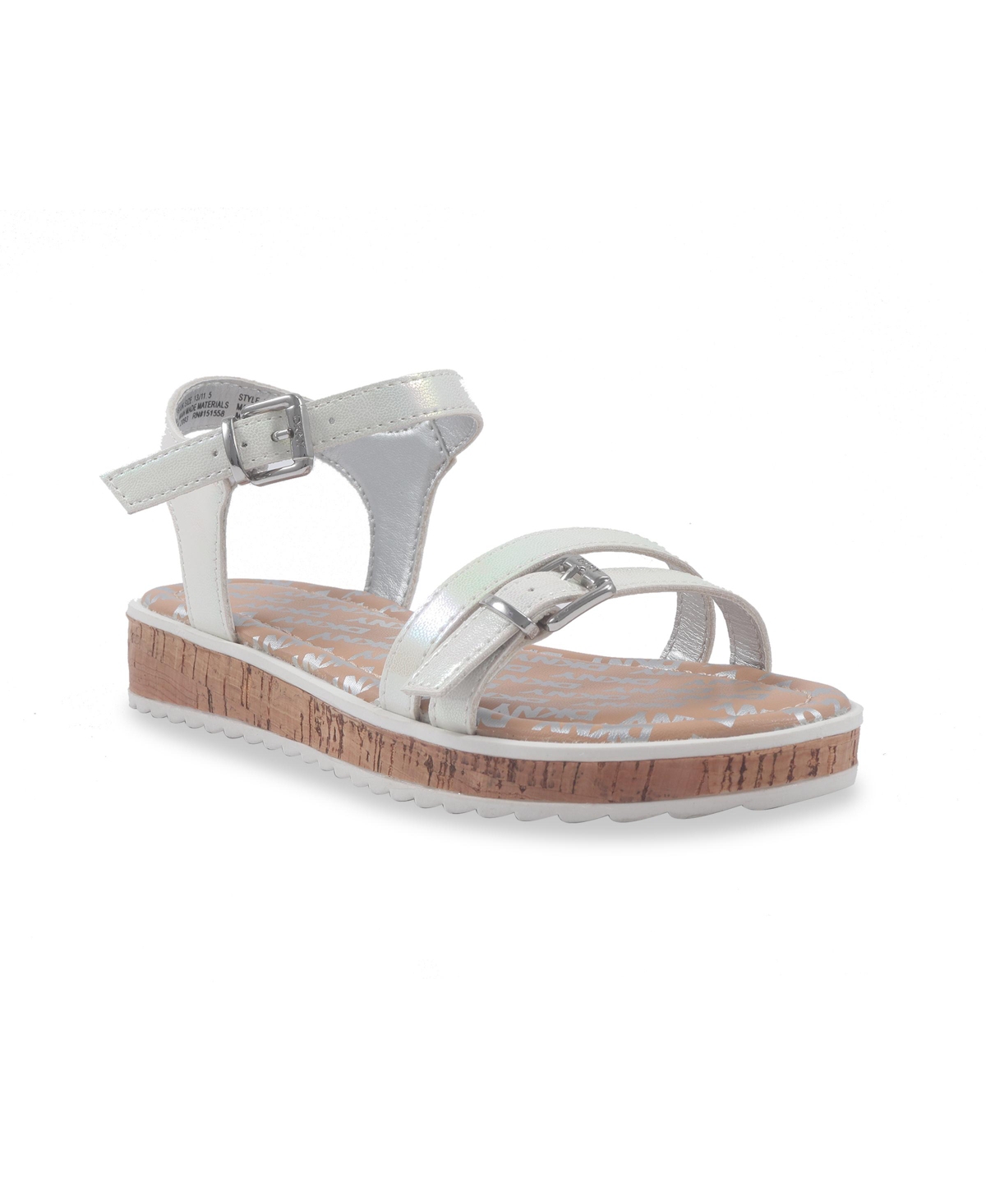 Dkny Little And Big Girls Tessa Carina Double Strap Sandal In White