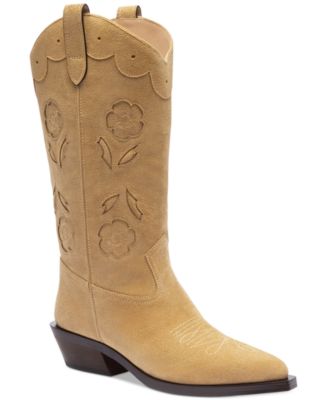 Women's Aria Leather Tall Low-Heel Cowboy Boots