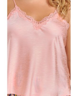 Women's Satin Crop Cami and Short Set
