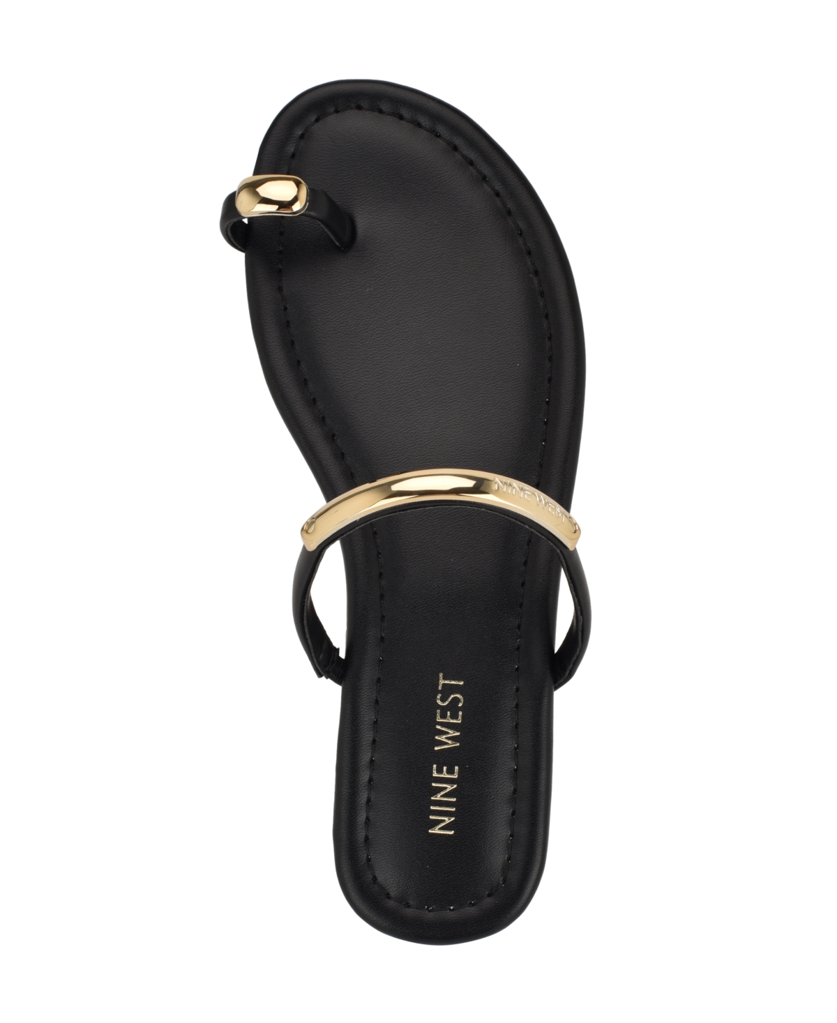 Shop Nine West Women's Balon Strappy Toe Loop Flat Sandals In Black
