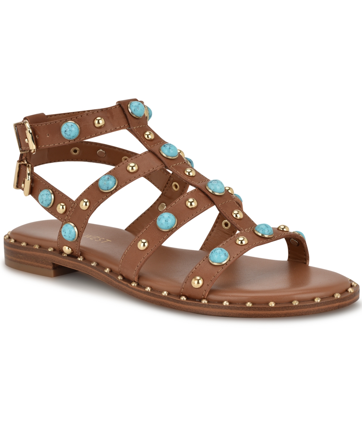 Women's Mindela Embellished Flat Gladiator Sandals - Brown