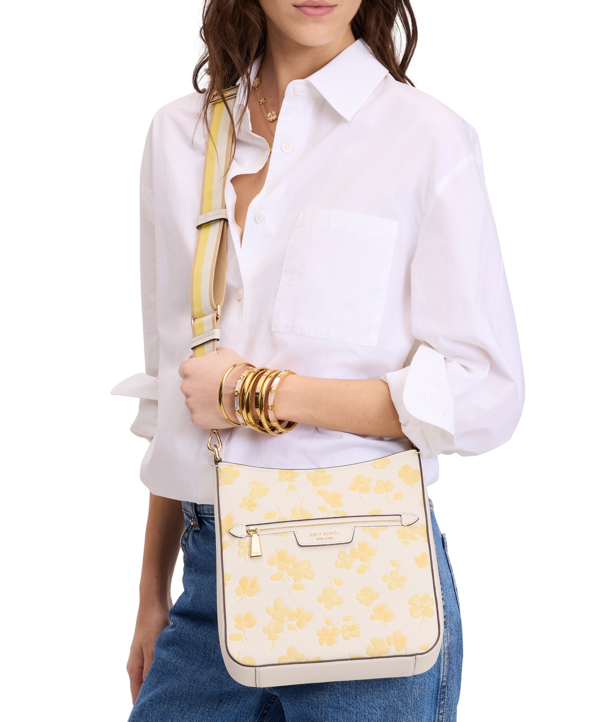 Hudson Spring Pansies Messenger Crossbody - Yuzu Jam Multi