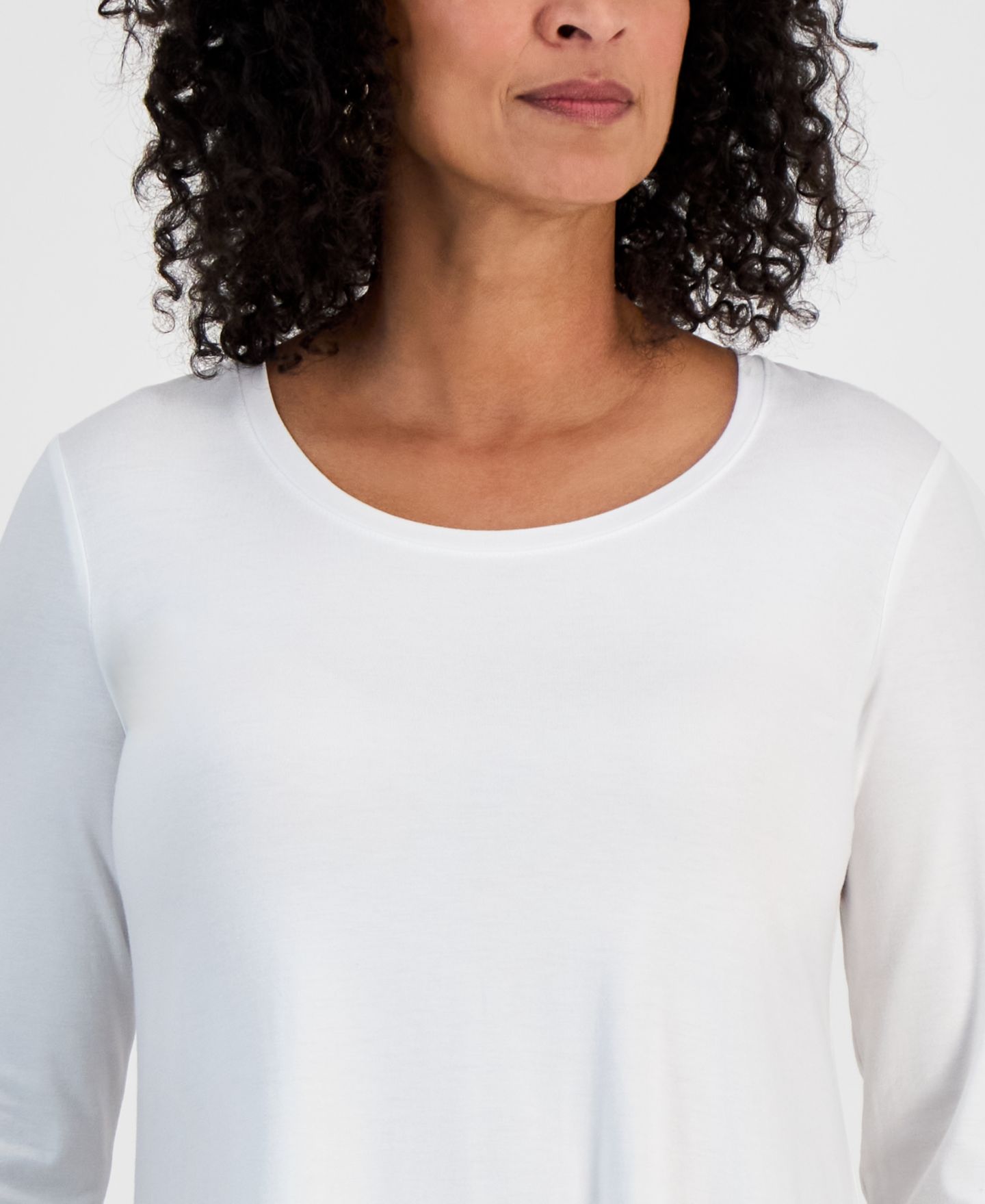 Женский топ JM Collection 3/4-Sleeve Scoop Neck, цвет: Яркий белый — фото 3