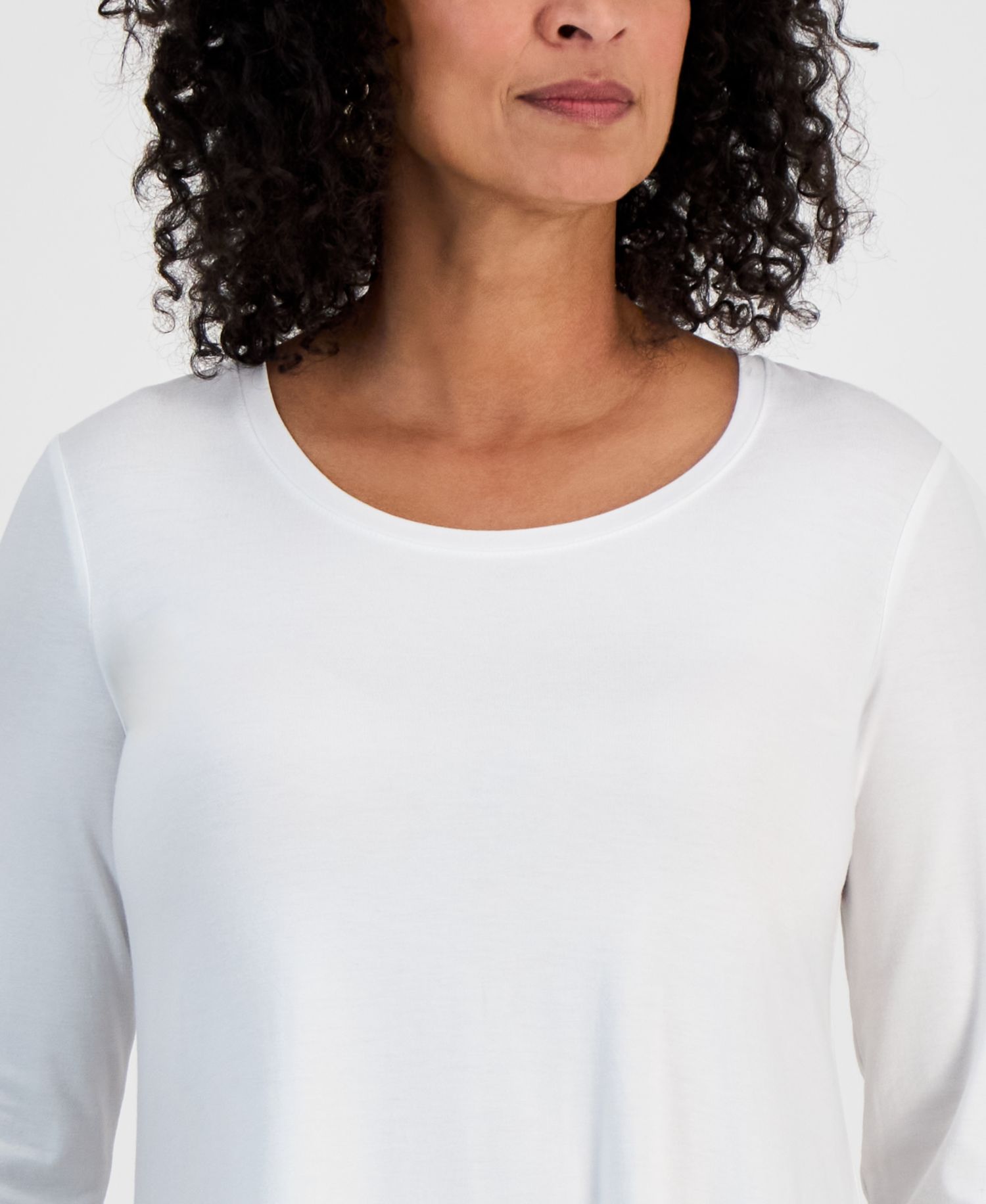 Petite 3/4-Sleeve Scoop Neck Top