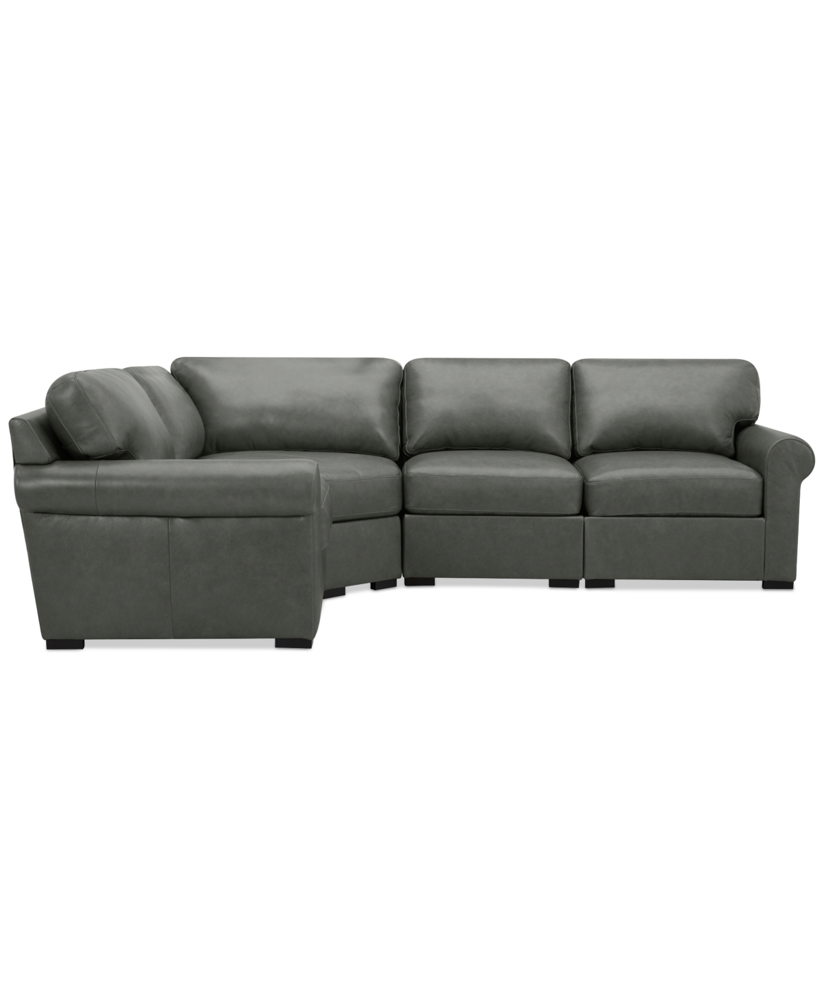 Macy's Radley Roll Arm 117" 4-pc. Leather Wedge Corner L Sectional, Exclusively At
