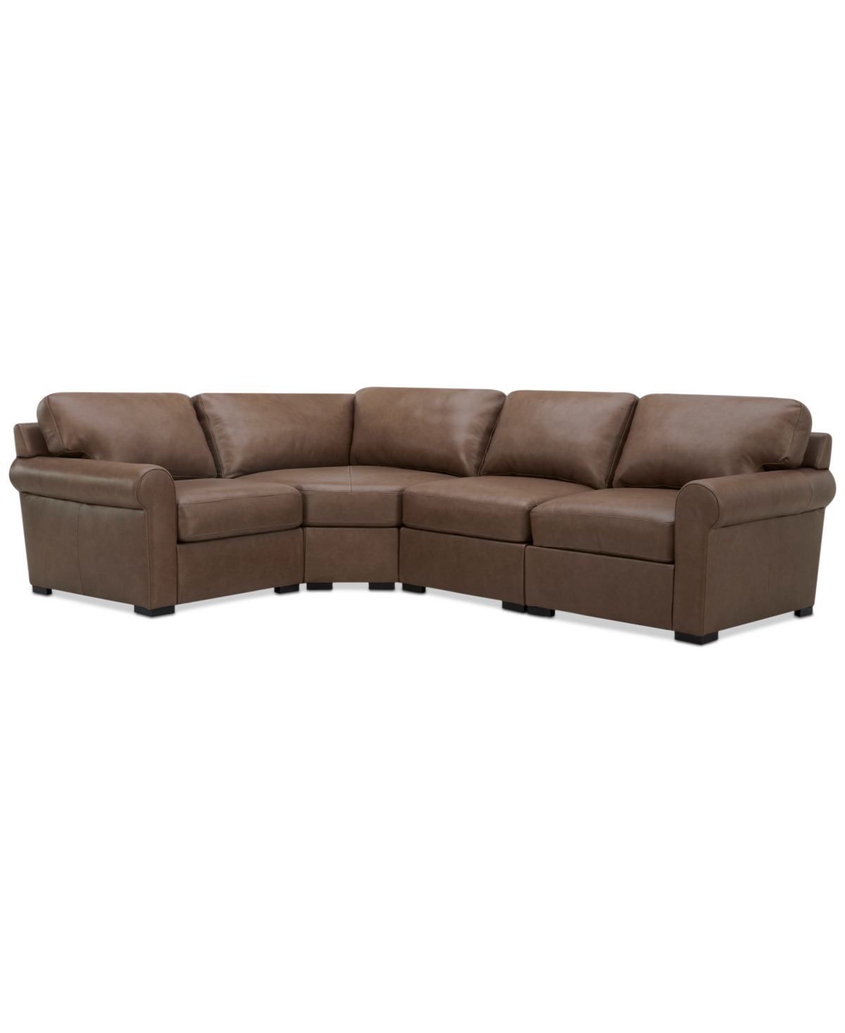 Macy's Radley Roll Arm 117" 4-pc. Leather Wedge Corner L Sectional, Exclusively At