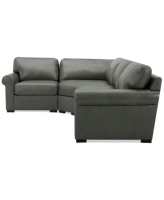 Radley Roll Arm 117" 4-Pc. Leather Wedge Corner L Sectional