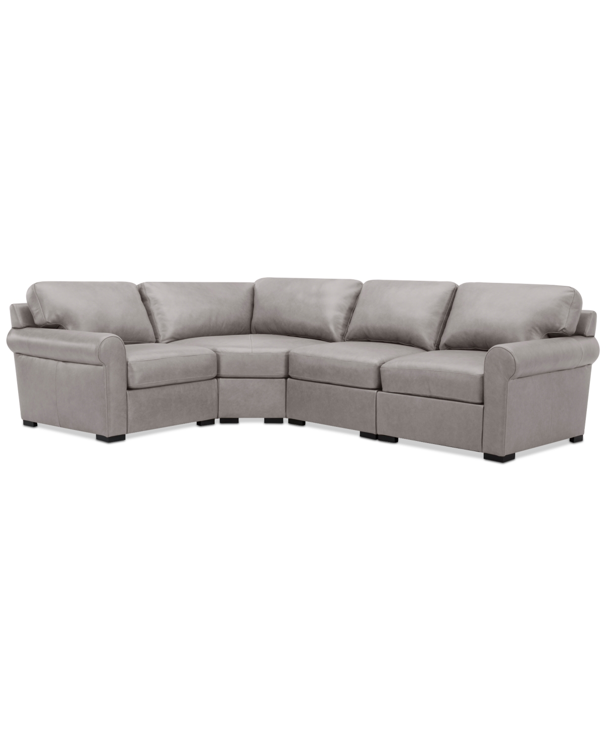 Macy's Radley Roll Arm 117" 4-pc. Leather Wedge Corner L Sectional, Exclusively At