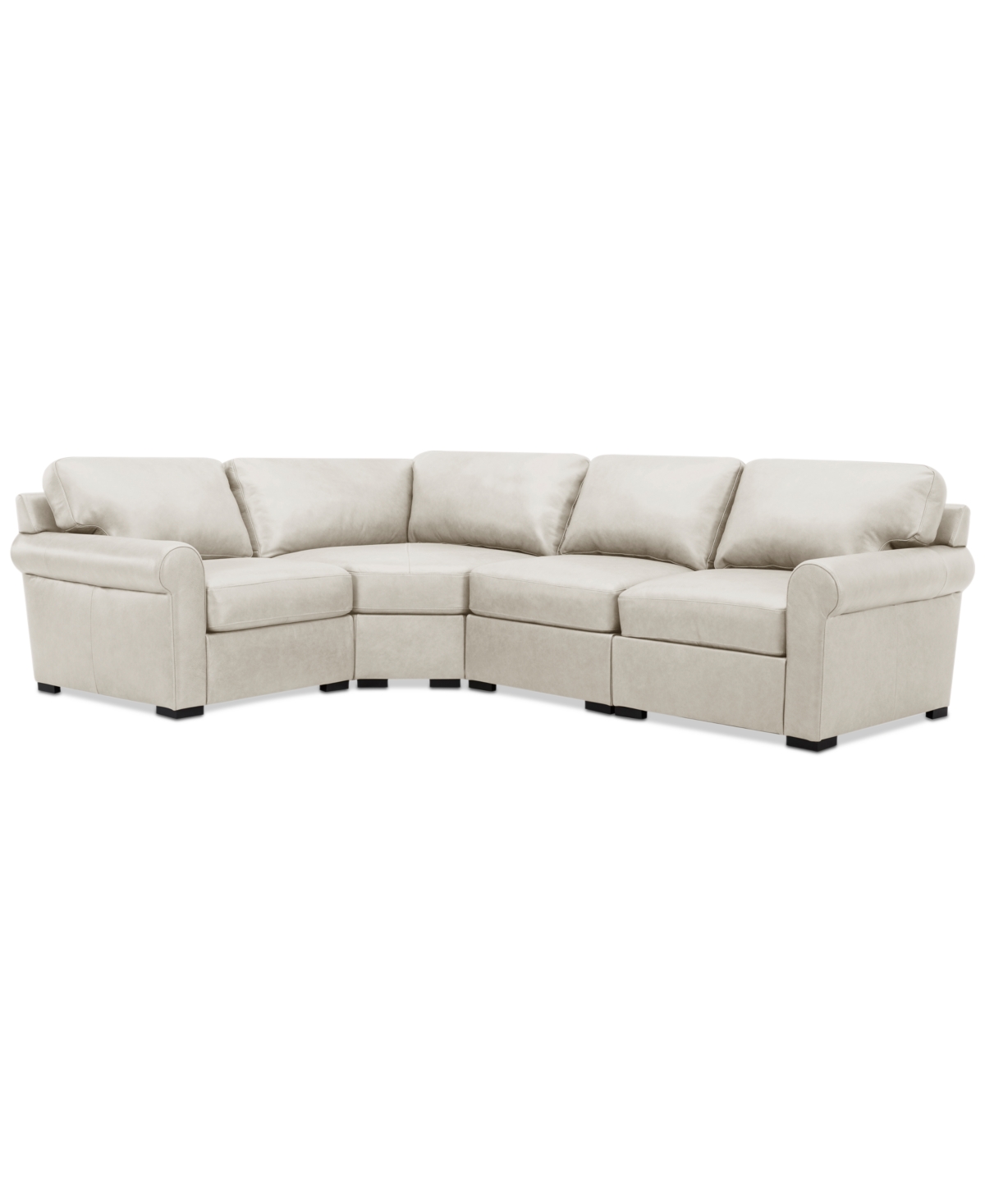 Macy's Radley Roll Arm 117" 4-pc. Leather Wedge Corner L Sectional, Exclusively At