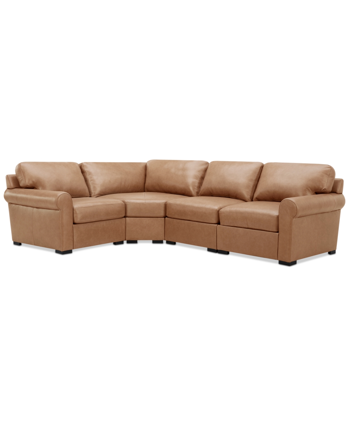 Macy's Radley Roll Arm 117" 4-pc. Leather Wedge Corner L Sectional, Exclusively At
