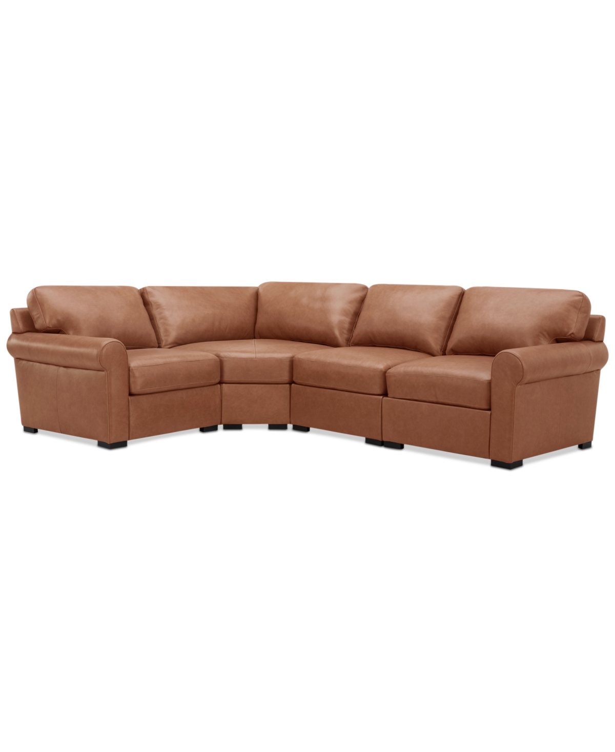 Macy's Radley Roll Arm 117" 4-pc. Leather Wedge Corner L Sectional, Exclusively At