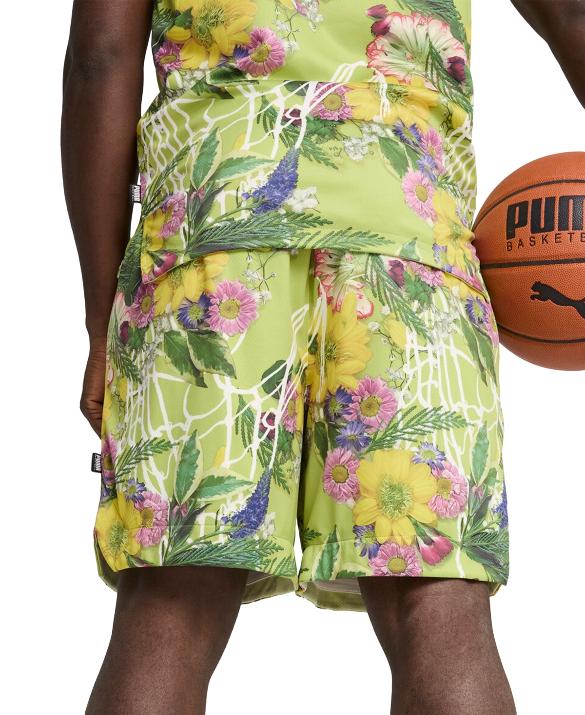 Puma Men's Dunked In Florals Regular-fit Reversible 8" Mesh Basketball Shorts