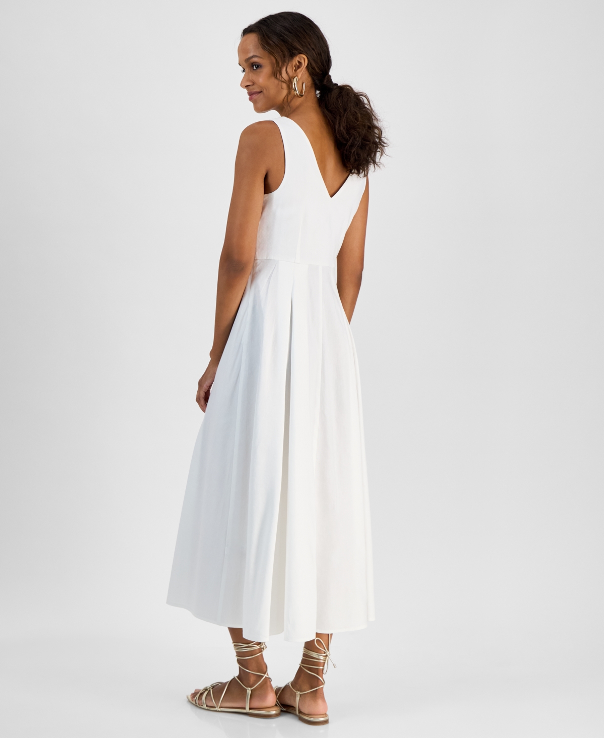 Inc International Concepts Petite Sleeveless Button-front Dress, Exclusively At Macy's In Bright White