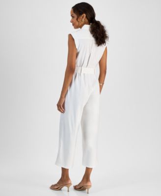Petite Sleeveless Button-Front Jumpsuit, Created for Macy's