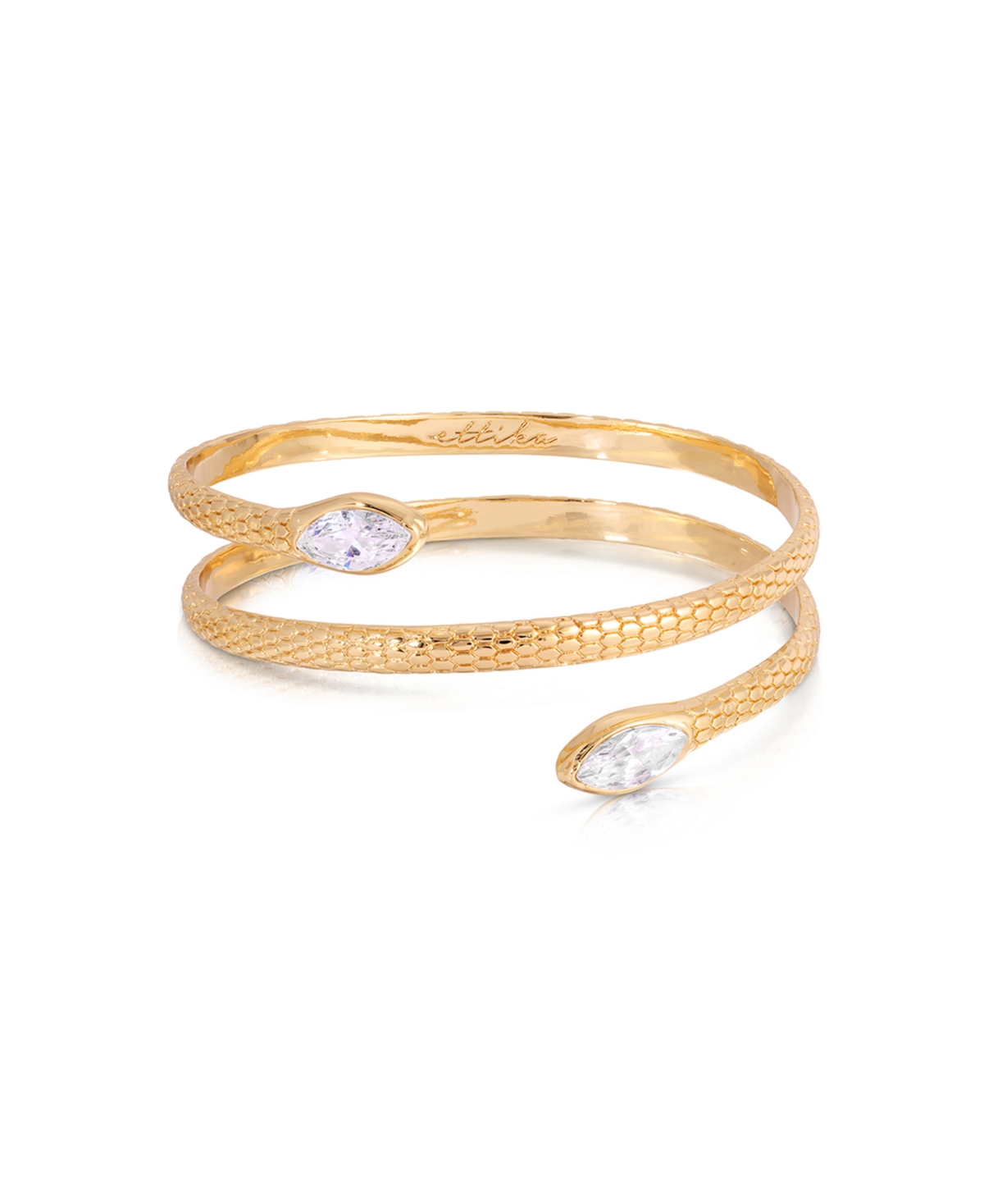 Ettika Marquise Cubic Zirconia Coiled Bangle Bracelet In Gold