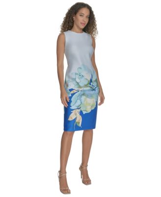 Calvin Klein - Women's Floral-Border Sleeveless Sheath Dress