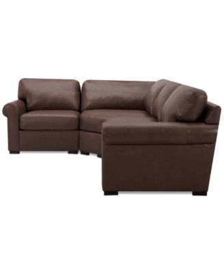 Radley Roll Arm 117" 4-Pc. Leather Wedge Corner L Sectional