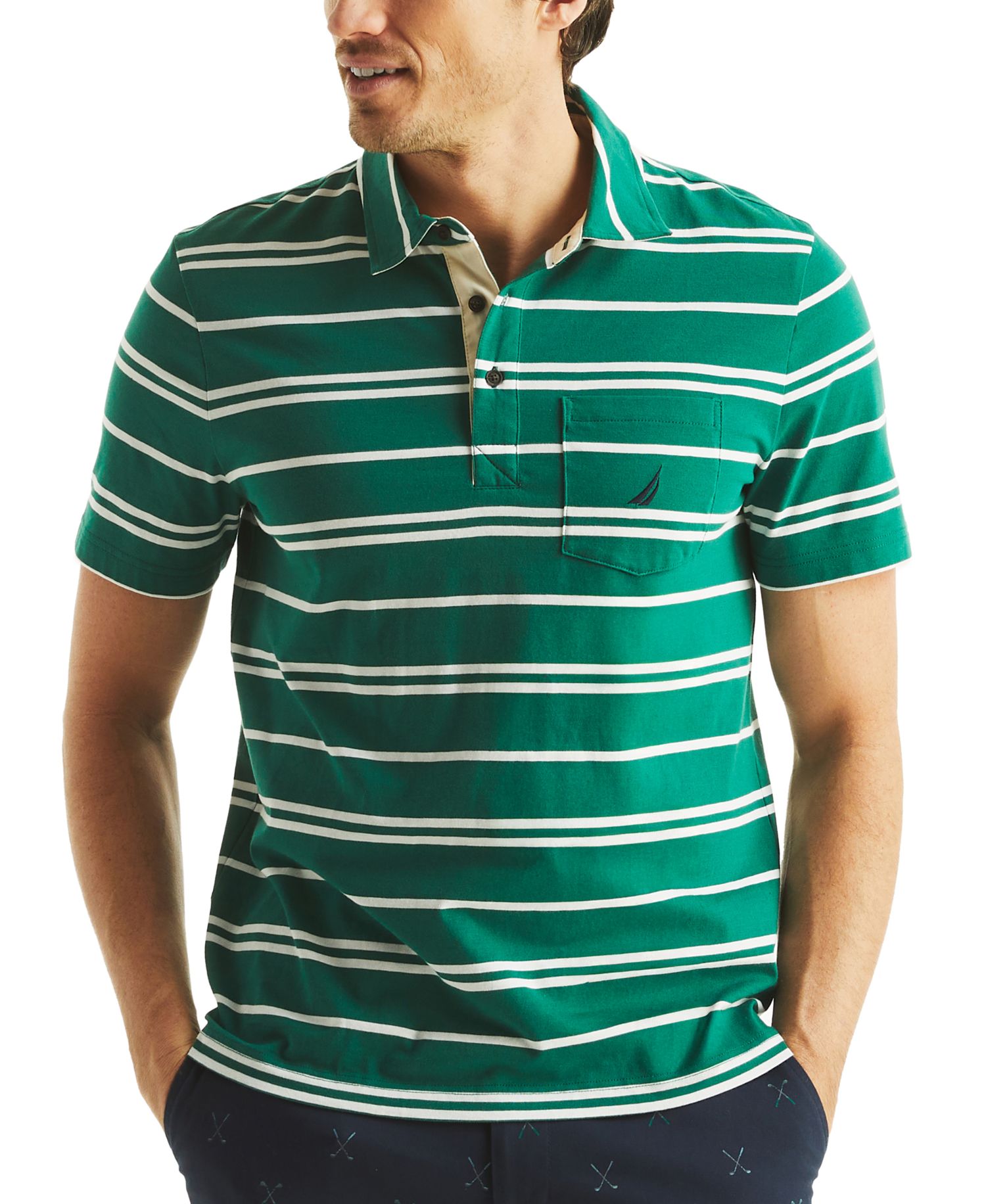 Men's Short Sleeve Striped Polo Shirt