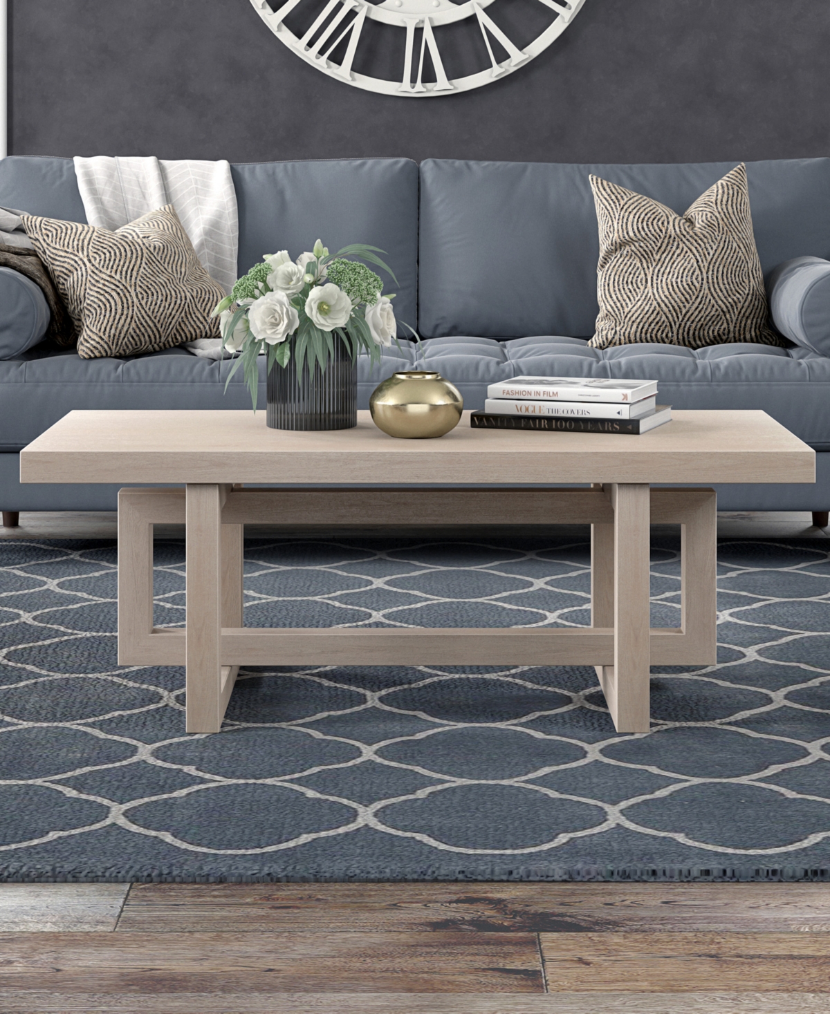 Hudson & Canal 47" Breslow Wide Rectangular Coffee Table In Alder White