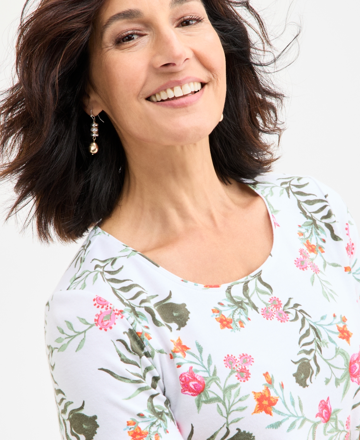 売れ筋商品|||スタイルアンドコー カットソー トップス レディース Petite Floating Fauna Flutter-Sleeve Knit Top, Exclusively at Macy's Floating White Style & Co Petite Floating Fauna Flutter-sleeve Knit Top