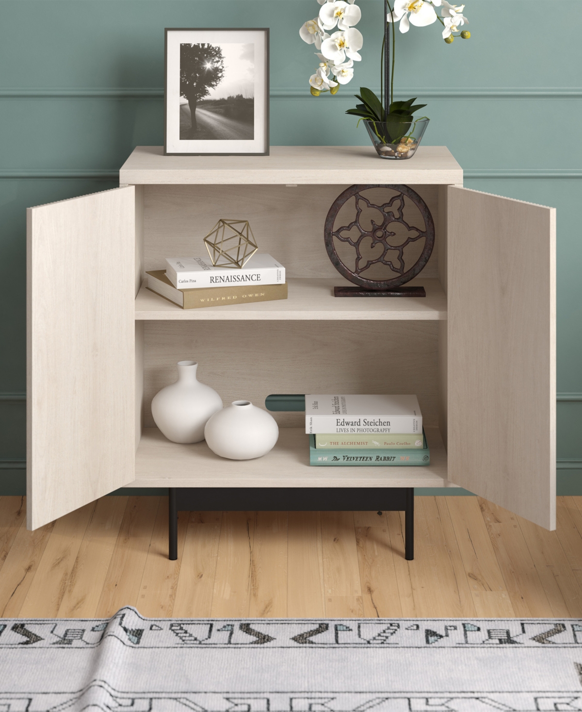 Hudson & Canal 28" Whitman Wide Rectangular Accent Cabinet In Alder White