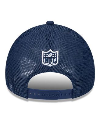 Big Boys and Girls Stone/Navy Dallas Cowboys 2024 Sideline Historic 9FORTY A-Frame Trucker Adjustable Hat