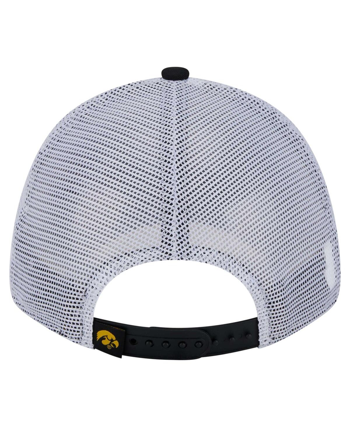 NEW ERA MEN'S BLACK IOWA HAWKEYES TRUCKER 9FORTY ADJUSTABLE HAT 