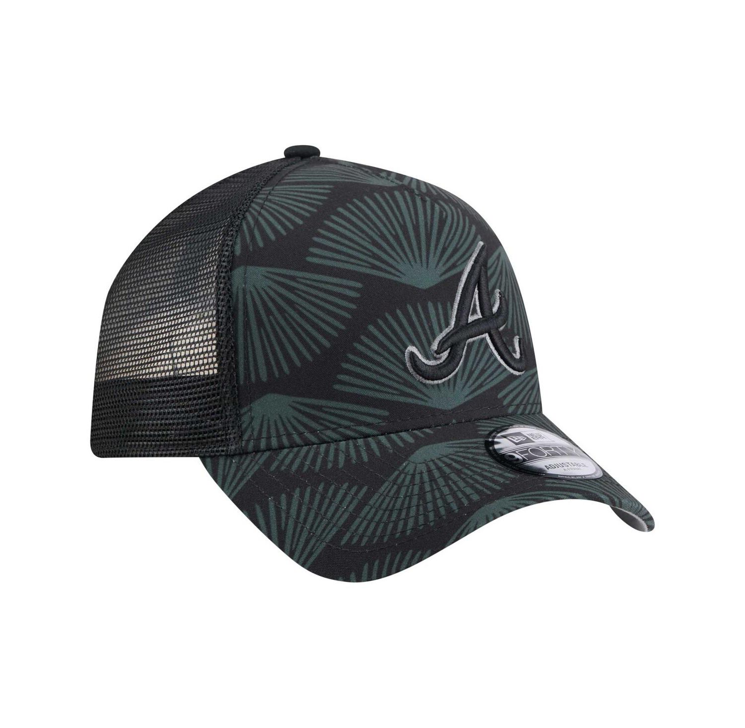 Men's Black Atlanta Braves 9FORTY A-Frame Trucker Adjustable Hat