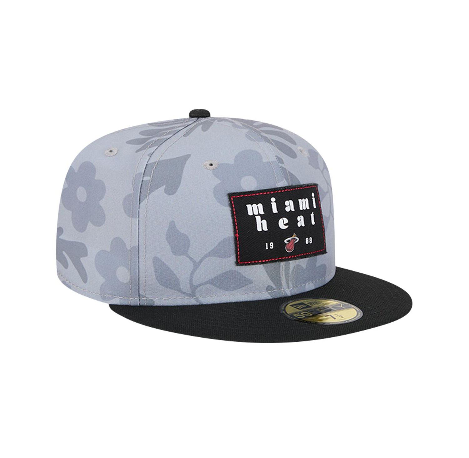 Men's Gray Miami Heat Palm Fronds 2-Tone 59FIFTY Fitted Hat
