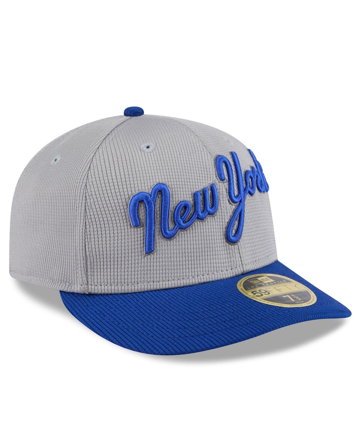 New Era Men's Gray/royal New York Mets 2025 Batting Practice Low Profile 59fifty Fitted Hat In Gray,royal