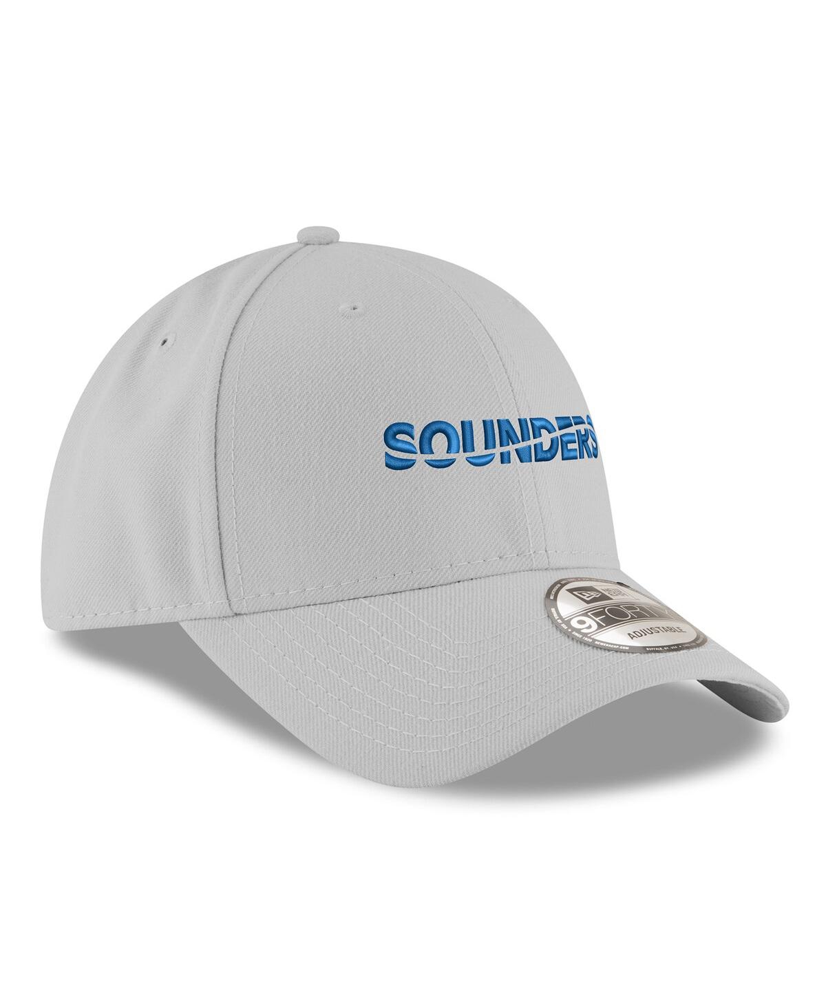 NEW ERA MEN'S GRAY SEATTLE SOUNDERS FC WORDMARK 9FORTY ADJUSTABLE HAT 