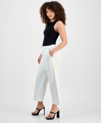 Petite Stride High-Rise Wide-Leg Crop Jeans 
