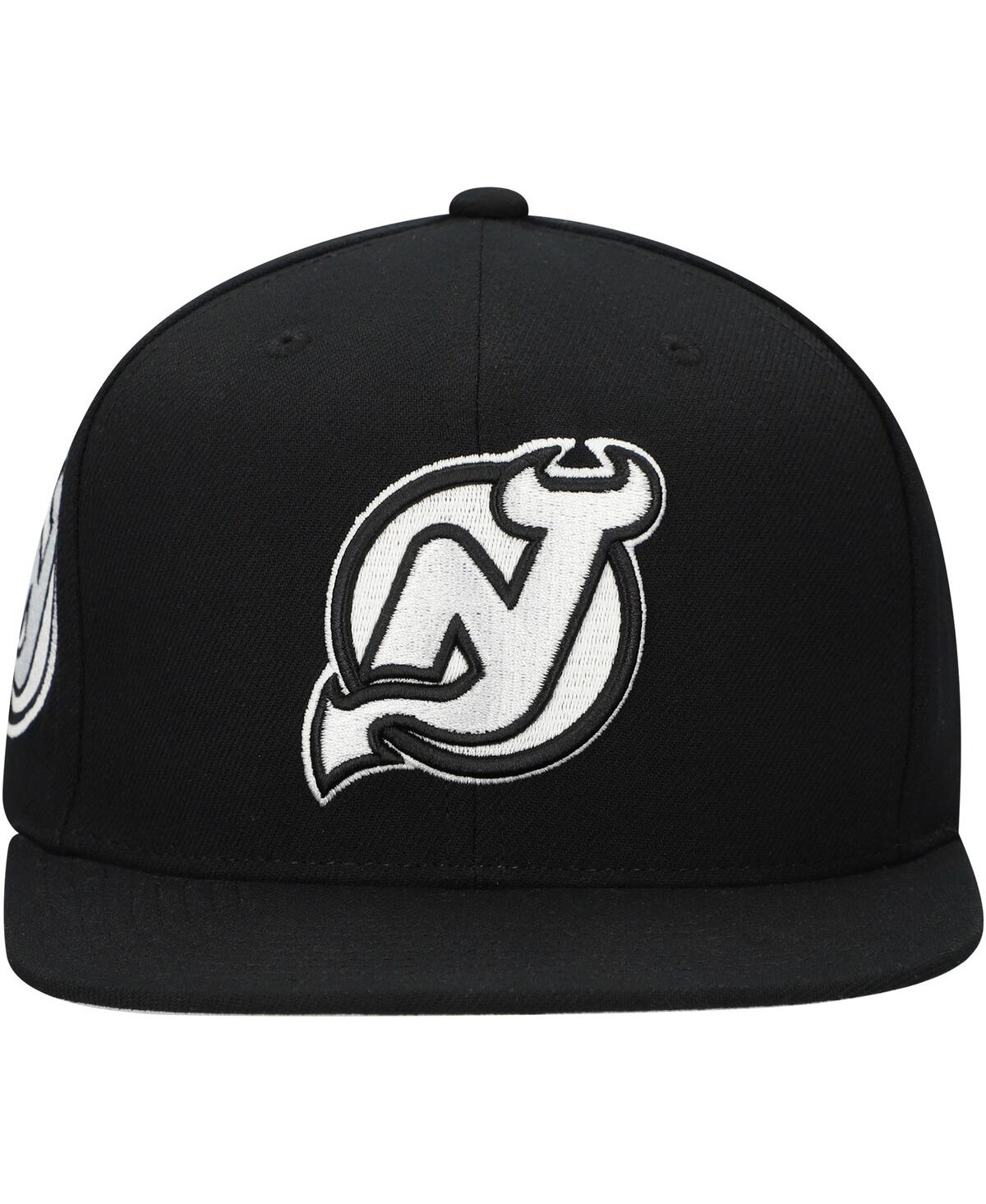 Mitchell & Ness Men's Black New Jersey Devils Team Snapback Hat In Black