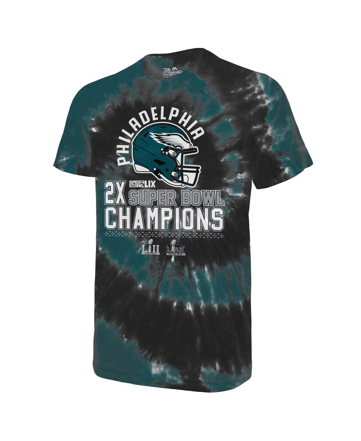Majestic Men's Midnight Green/black Philadelphia Eagles Two-time Super Bowl Champions Hard Count Spiral Tie-d In Green