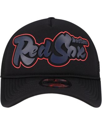 Men's Black Boston Red Sox Retro Bold A-Frame Trucker 9FORTY Adjustable Hat