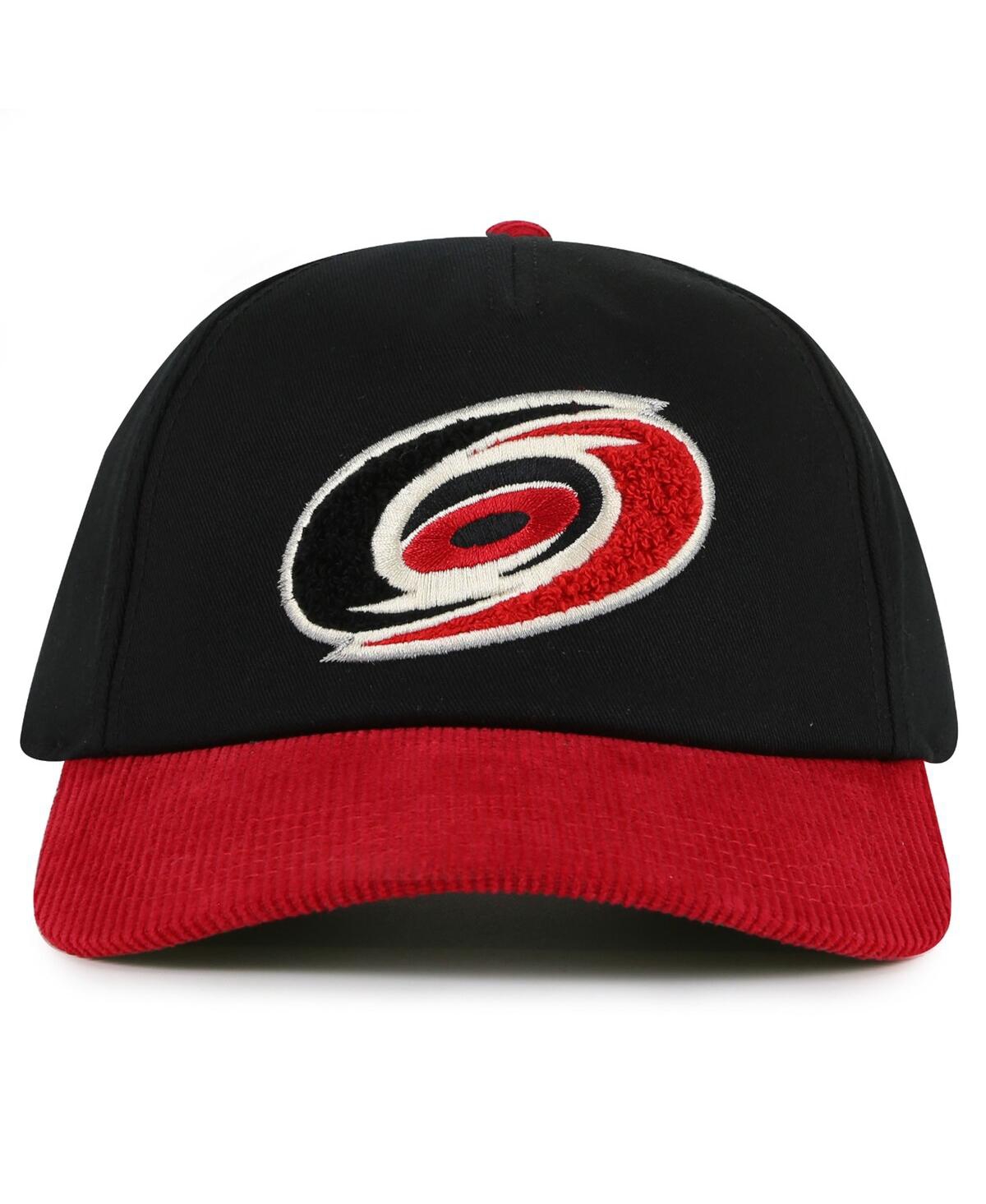 AMERICAN NEEDLE MEN'S BLACK/RED CAROLINA HURRICANES BURNETT ADJUSTABLE HAT 