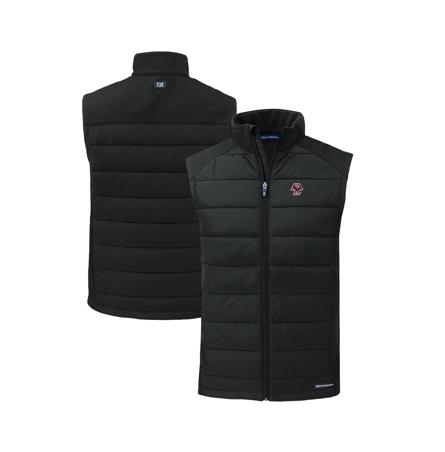 Мужской жилет Cutter & Buck Black Boston College Eagles Evoke Hybrid Eco Softshell Full-Zip Vest — фото 1