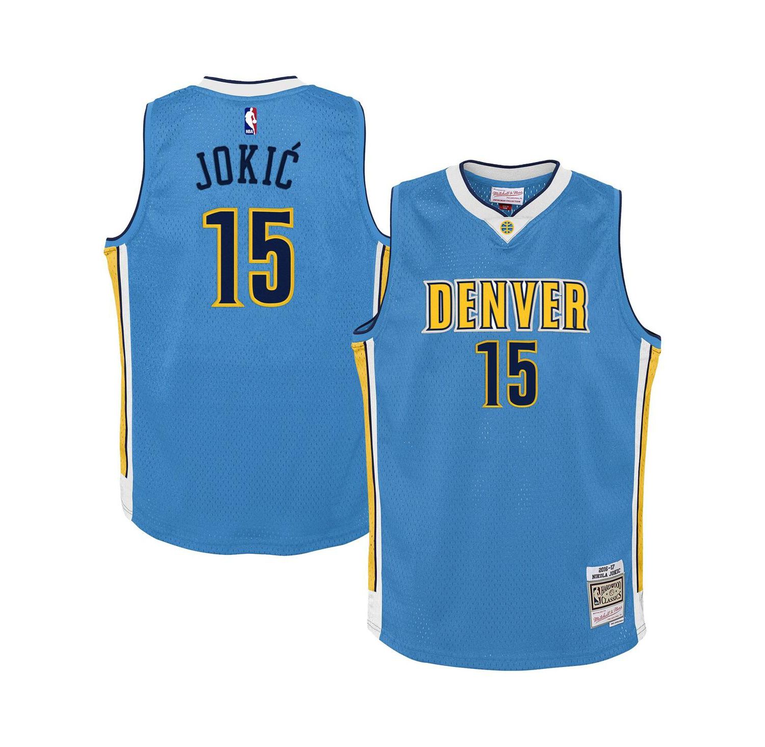 Big Boys and Girls Nikola Jokic Light Blue Denver Nuggets 2016/17 Hardwood Classics Swingman Jersey