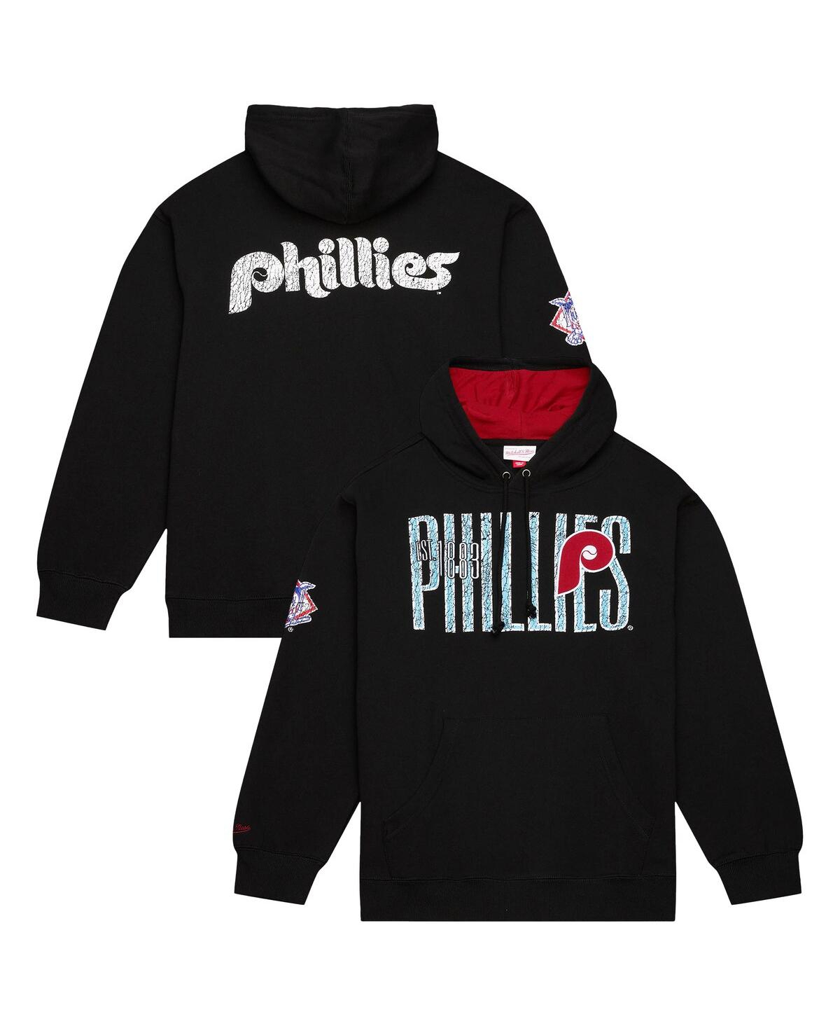 Mitchell & Ness Men's Black Philadelphia Phillies Team Og 2.0 Fleece Pullover Hoodie In Black