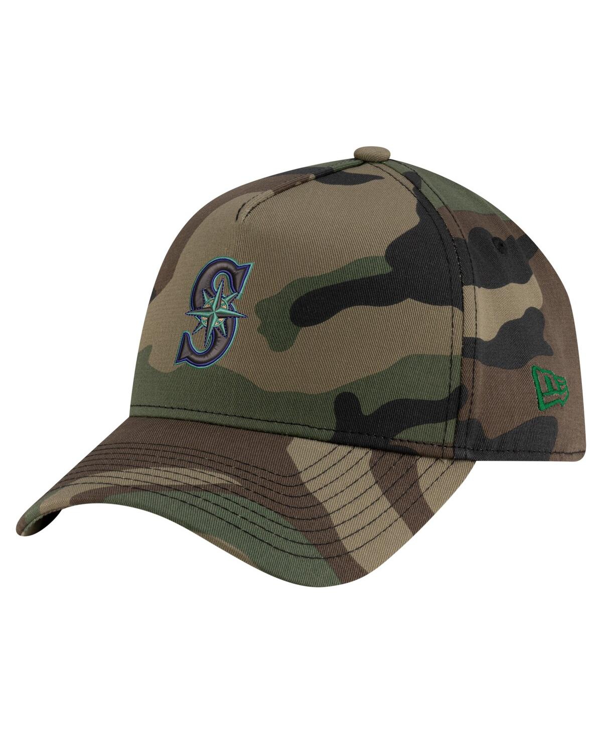 New Era Men's Camo Seattle Mariners Woodland Team Pop 9forty A-frame Adjustable Hat In Camo