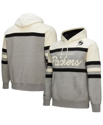 Mitchell & Ness - Men's Heather Gray Green Bay Packers Head Coach Vintage Logo Pullover Hoodie